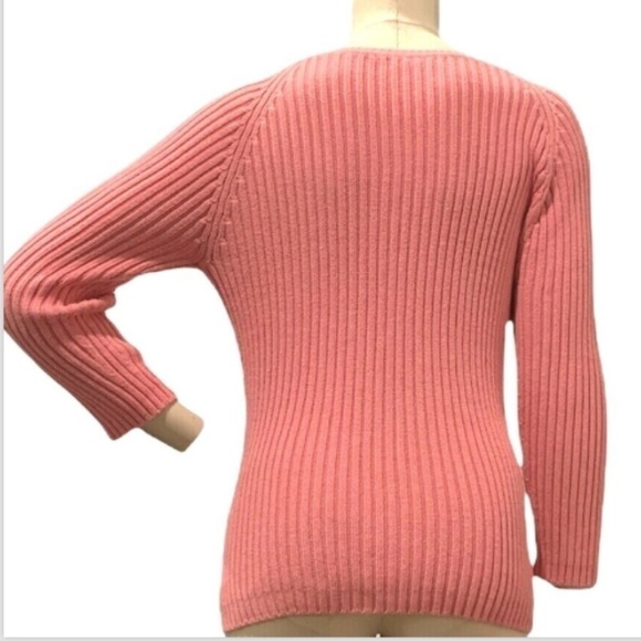Land's End USA Ribbed Knit Pullover Sweater 100% Cotton Sz M/10/12 Pink #239D - Picture 3 of 6